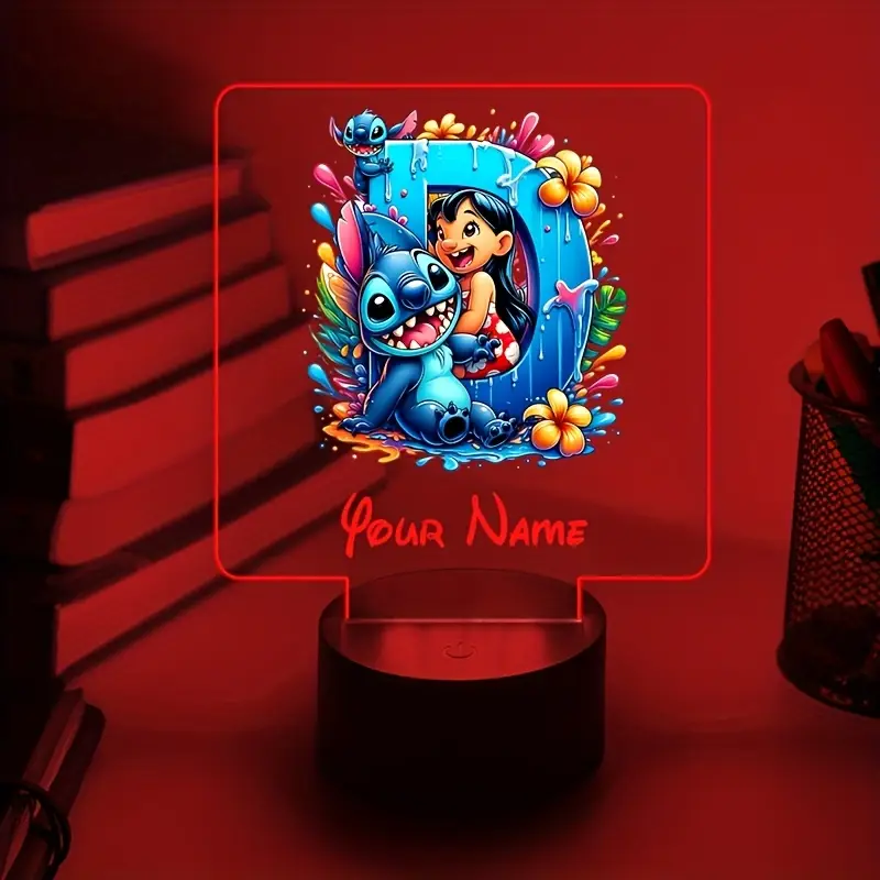 a personalized acrylic night light featuring a cartoon design of disneys and with customizable with a name color changing led table lamp for usb or batteries a usb cable batteries not included suitable for decorating bedrooms living rooms and other spaces Product details 4