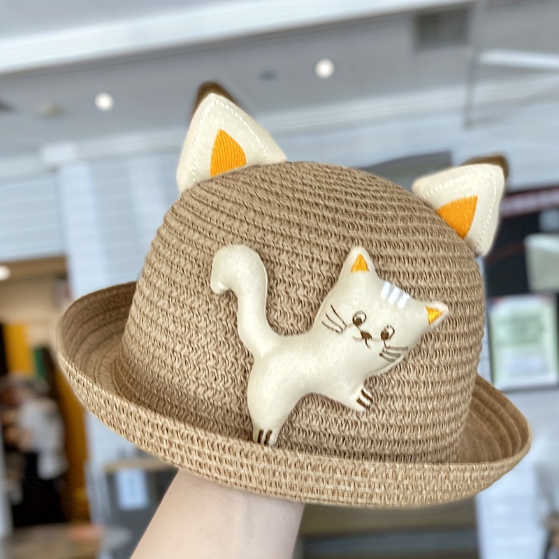 Cute Cartoon Cat Sun Hat Fashion Bag Set Summer Uv - Temu