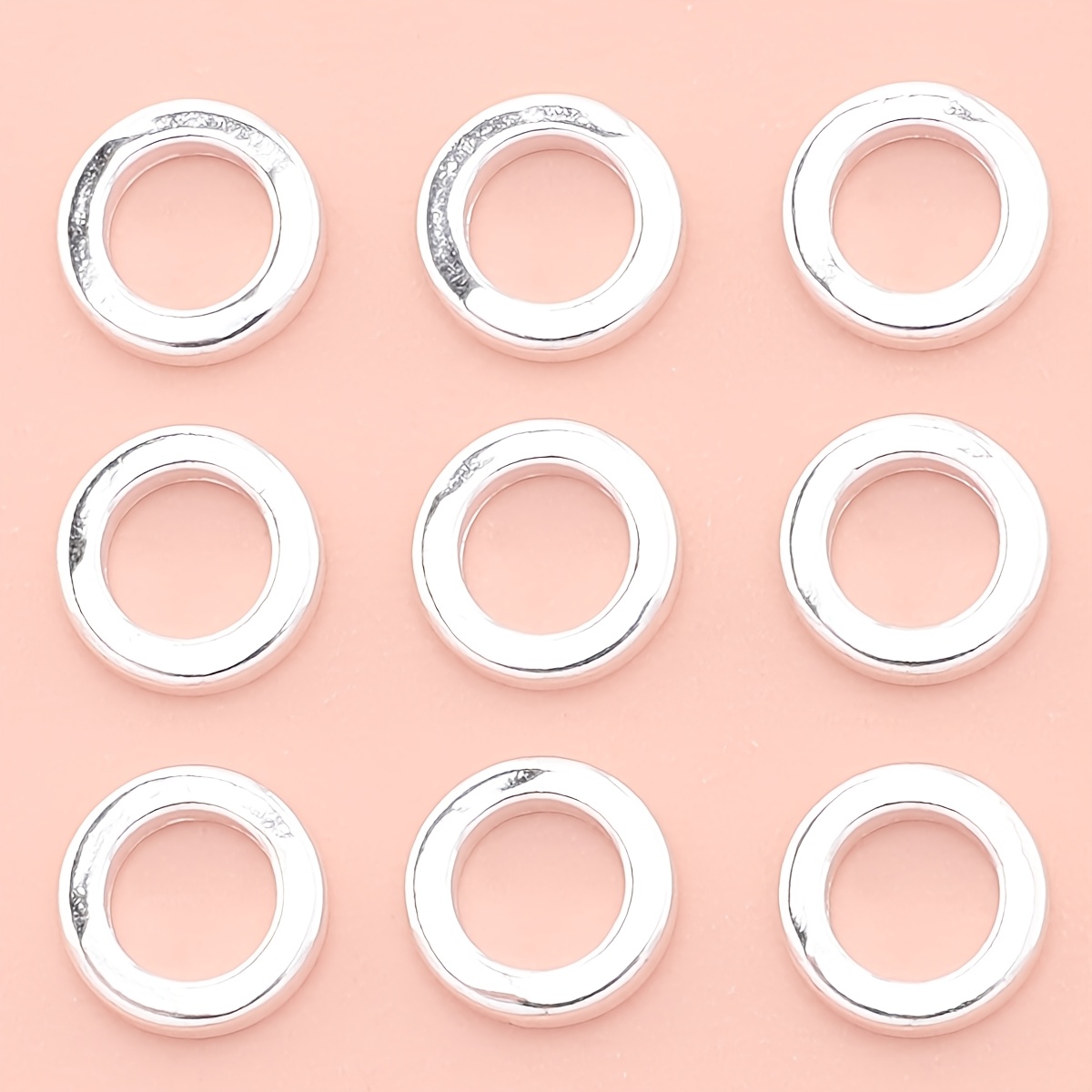 TEMU 31pcs Shiny Glossy Large Hole Spacer Beads Silvery Decorative Beads Spacer Sheet Beads Alloy Additions Bead String Spacer Loose Beads Necklace