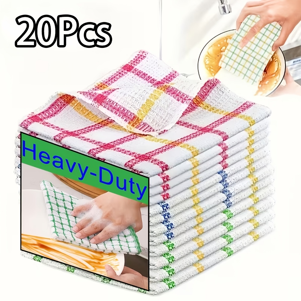 TEMU 20 Pieces Of Rags-super Absorbent Cleaning Cloth, Quick-drying And , Stackable Design, Suitable For Washing Dishes, Countertops, Bathrooms-