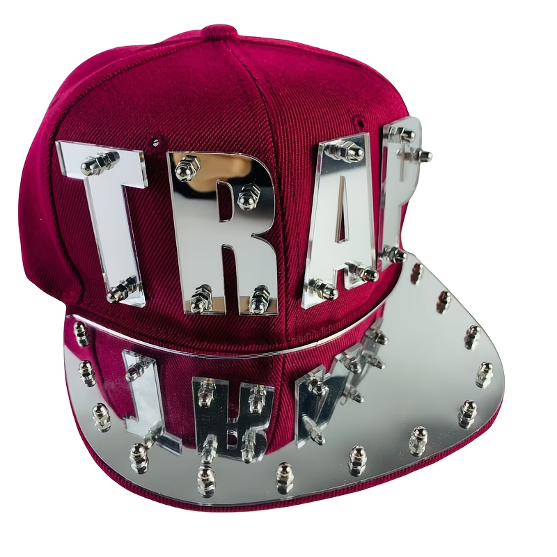 new flat brim acrylic letter punk style hip hop baseball cap - Temu