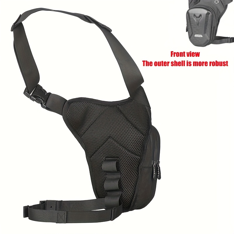 E-shop Wasserdichte Motorrad Beinbeutel mit Kopfhöreranschluss, verstellbarem Schultergurt und doppelten Reißverschlussfächern - Outdoor Fahrradtasche,