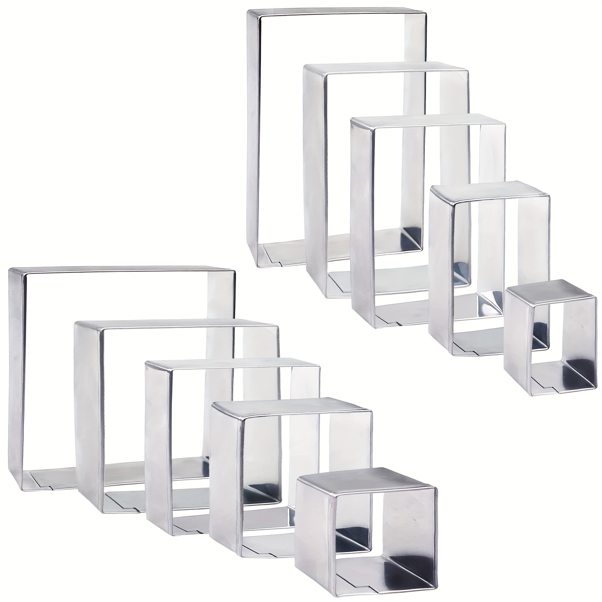 10pcs Rectangle Cookie Cutter Square Cookie Mold Stainless Steel Rectangle Biscuit Molds Square Pastry Molds Fondant Cake Cookie Cutter Set 1 Inch Depth