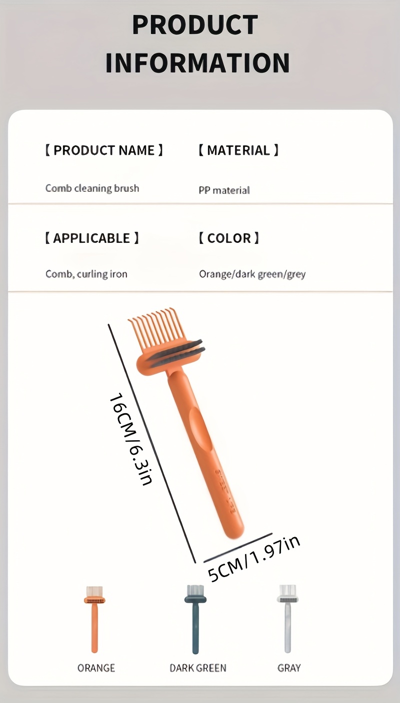 1pc 2pcs 3pcs hairbrush cleaner reusable hairbrush air cushion cleaner with orange black white bristles ergonomic handle for bathroom use portable hairbrush cleaner hairbrush cleaning tool durable plastic Product details 2