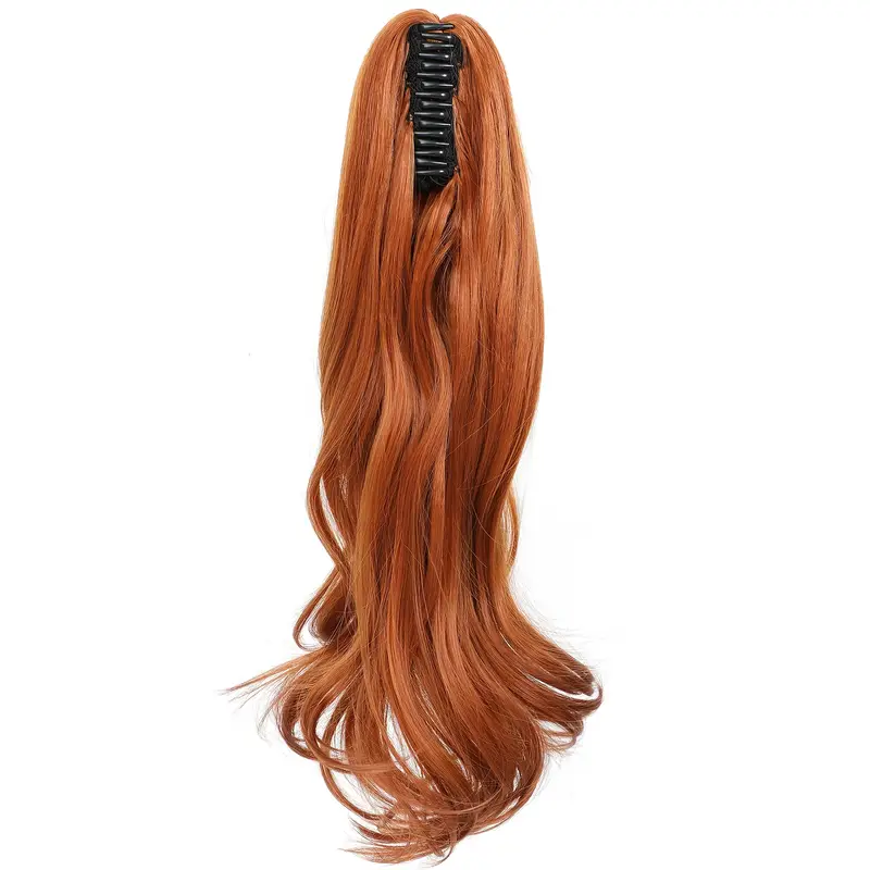 1pc womens 20 inch long orange body clip ponytail extension synthetic hairpiece for details 6