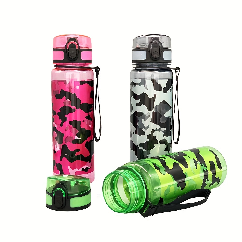 

1pcs 600ml/ 20.29oz Bpa-free Camouflage Straight Plastic Cup Include Portable Hand Rope Suitable Outdoor, Sporta, Travel