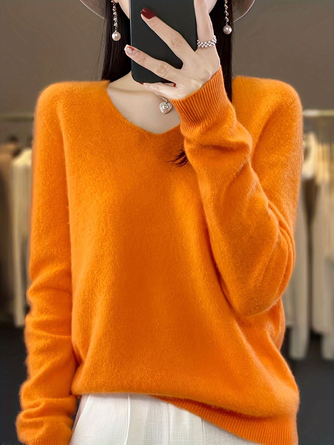 Elorie womens solid amber yellow orange long sleeve Knit sweater top 2024 xs