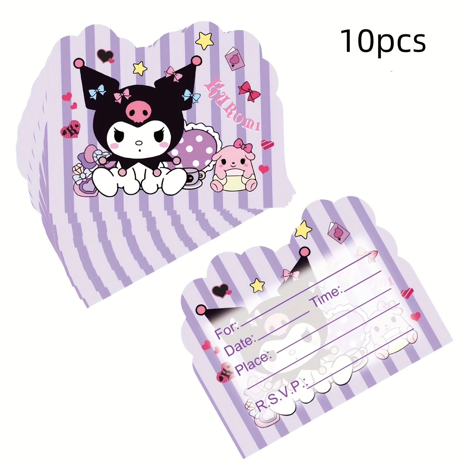 Image of 10pcs/30pcs Of For Kuromi Birthday Invitations, For Kuromi Themed Party Decorations, For Kuromi Celebration Supplies, Invitations For Kuromi , And Adorable For Kuromi Birthday Party Decor