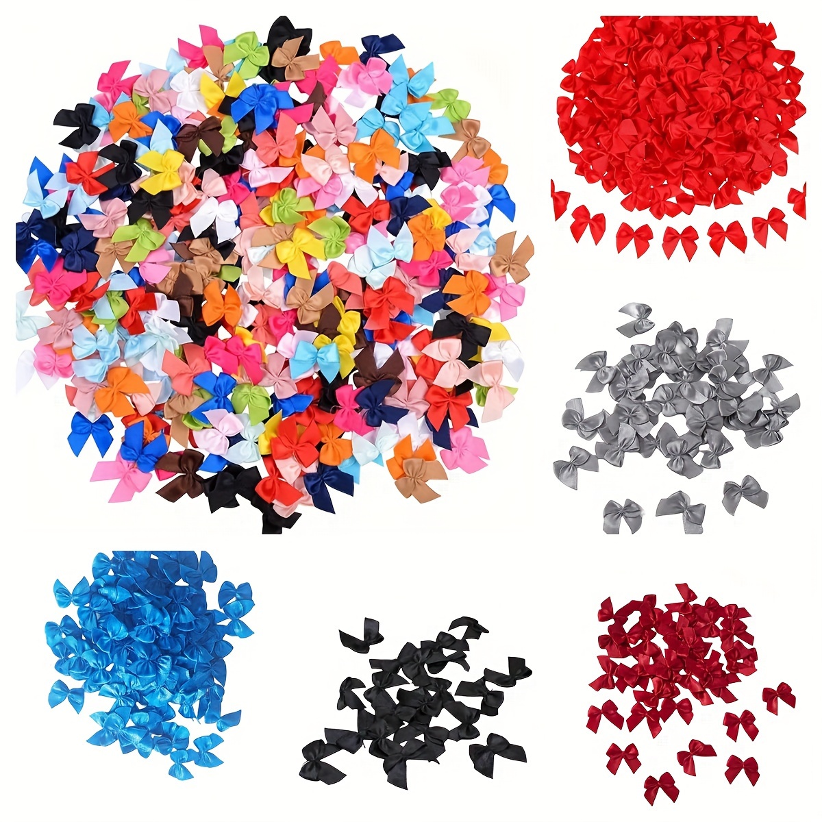 

200pcs Mixed Ribbon Bows, Polyester Contemporary Style For Diy Sewing Crafts, Hair Accessories, Wedding Gift , Scene & Holiday Room Office Decoration - No Feathers, Non-electric