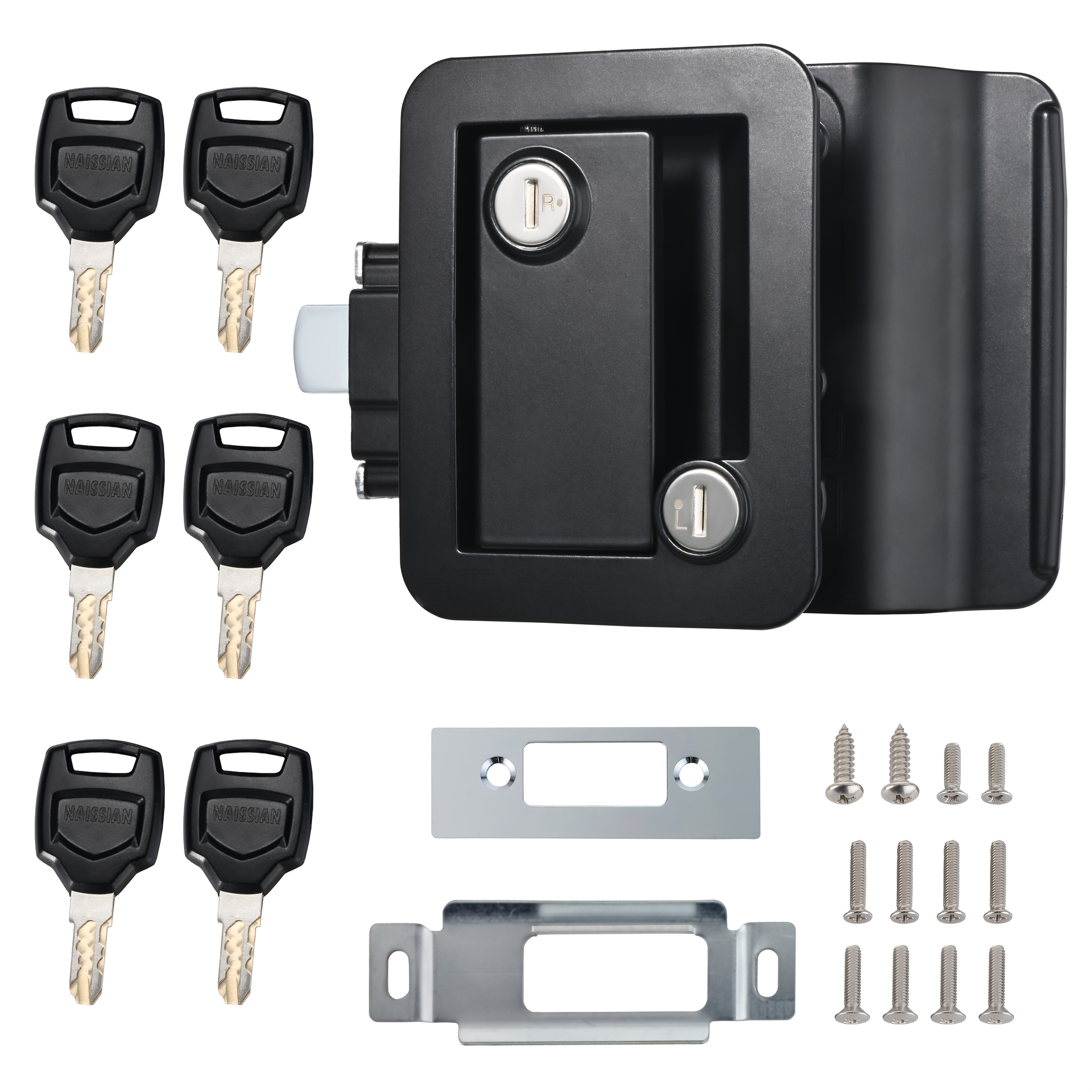 TEMU Entry Lock Latch For Doors, Featuring A Deadbolt And Handle, Suitable For Travel Trailers And Fifth Wheels, Offering Universal Security For Side Compartments, In Chrome And Black