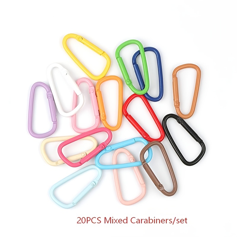 TEMU 20pcs Mixed Color Alloy Carabiners, D-ring Clips For Keys, Bag, Plush Dog Leash, Outdoor Snap Hooks, Christmas And New Year Gift