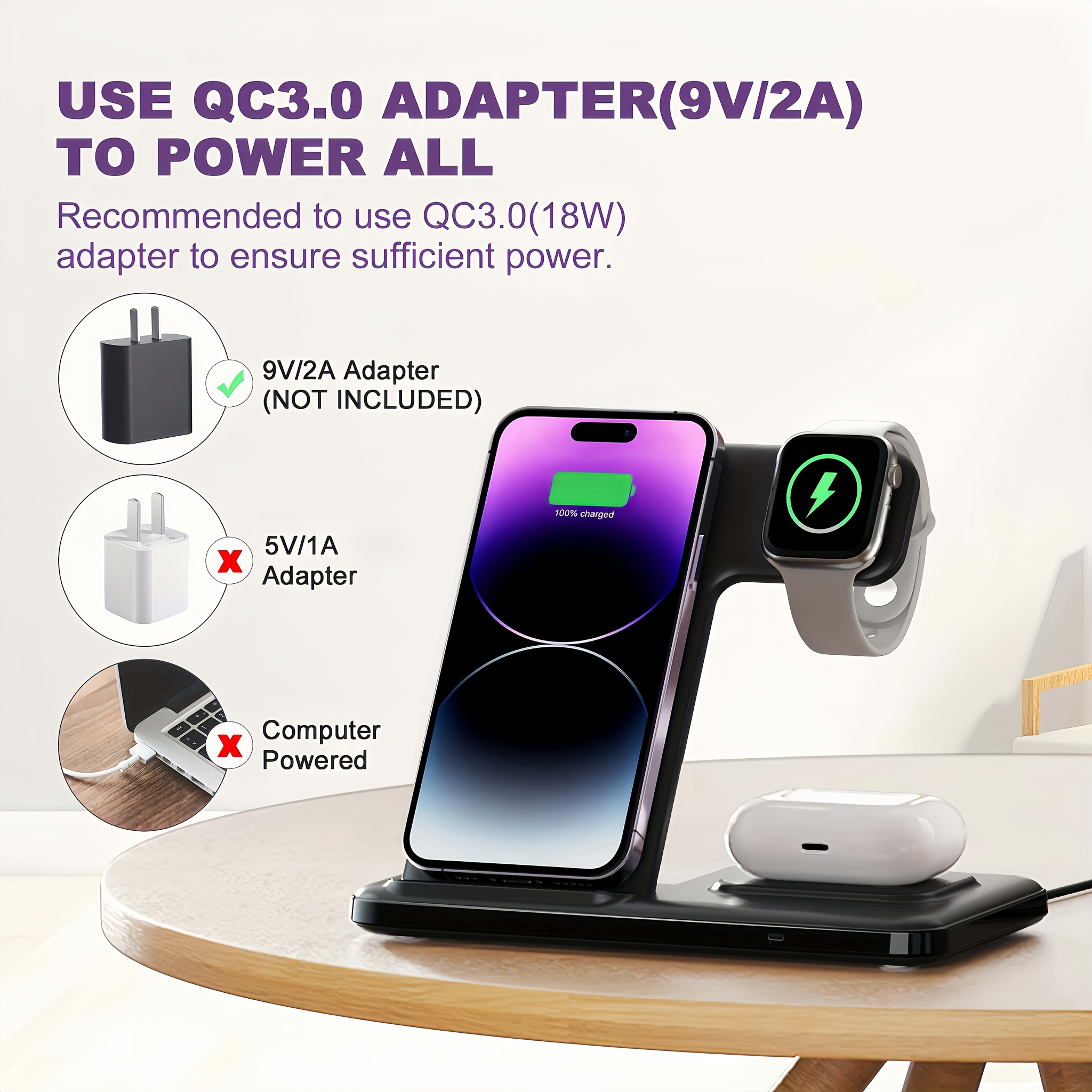 neohost 3 in 1 wireless charging station for iphone compatible with phone 17 16 15 pro max 13 12 11 watch series 10   6 5   ultra models auto accessories