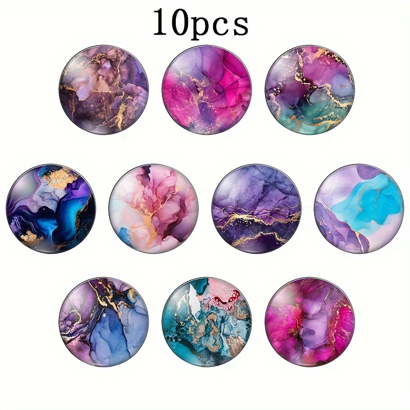 

10pcs 20mm Colorful Painting Pattern Round Glass Demo, Flat Back Findings