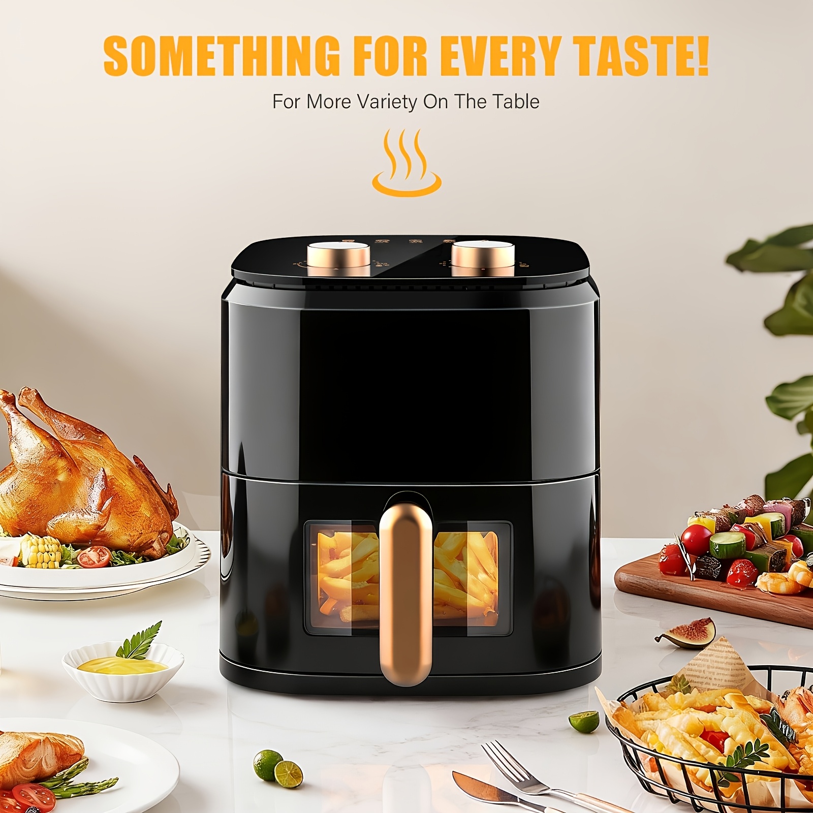 5l Air Fryer For 2-3 People, Small Air Fryer With 15 Menu Options, Dual Knob Manual Temperature Control, Timer, 3d Rapid Air Circulation, Nonstick, Dishwasher , Oil-free Healthy Cooking
