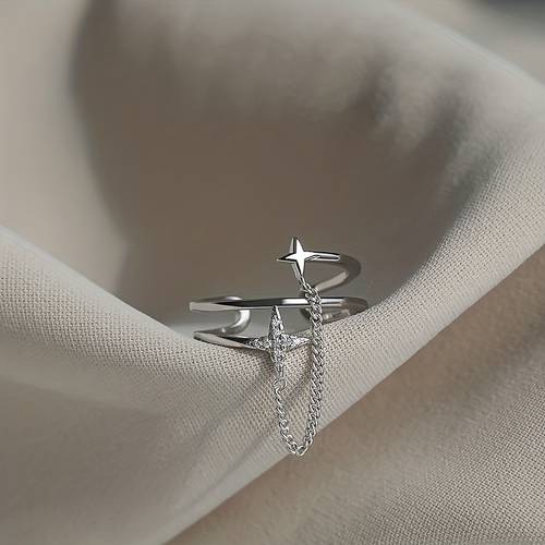 this double layer chain meteor ring for women features a luxurious and elegant design showcasing a unique and trendy style perfect for daily wear and parties