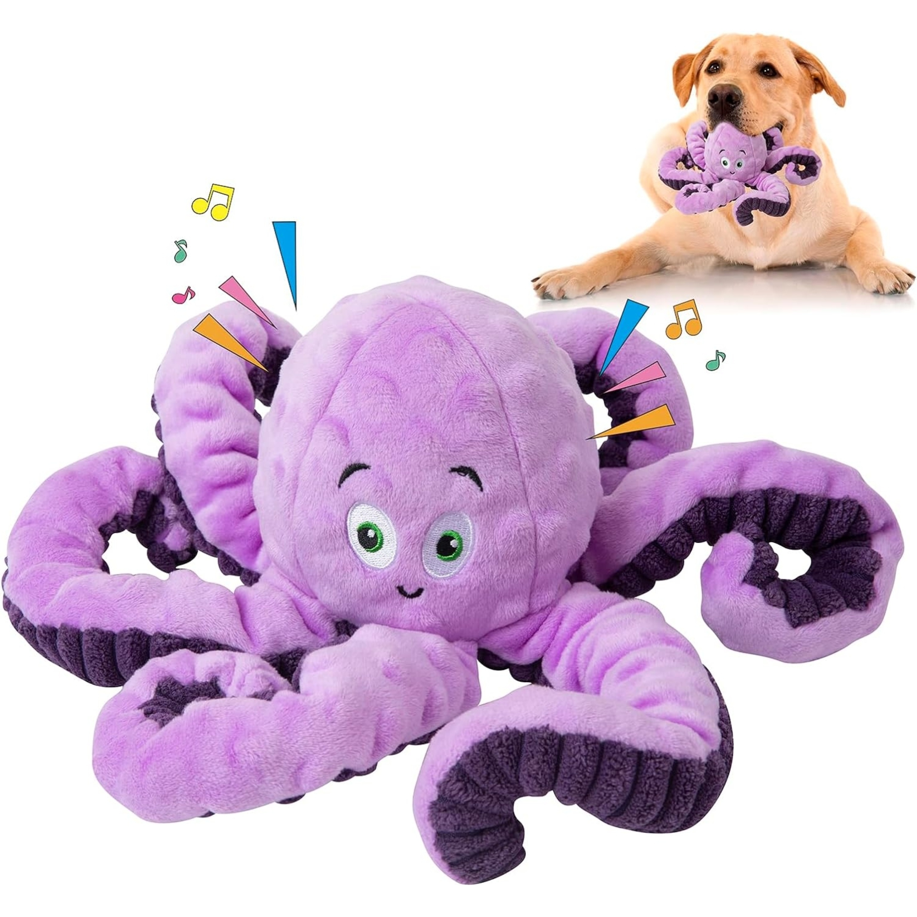 

Interactive Plush Octopus Dog Toy With Squeaker - Durable Squeaky Pet Chew Toy For And Teeth Cleaning - Suitable For All Dog Breeds - Non-battery Operated