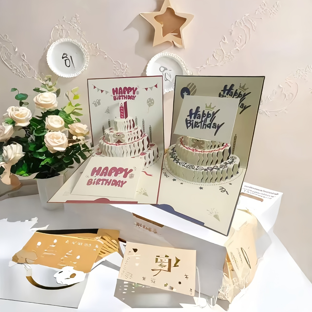 

1pc Handcrafted 3d Pop-up Birthday Cake Greeting Card, Universal Paper Craft For Any Birthday Occasion, No Electricity Required, Ideal For Birthday Party Supplies