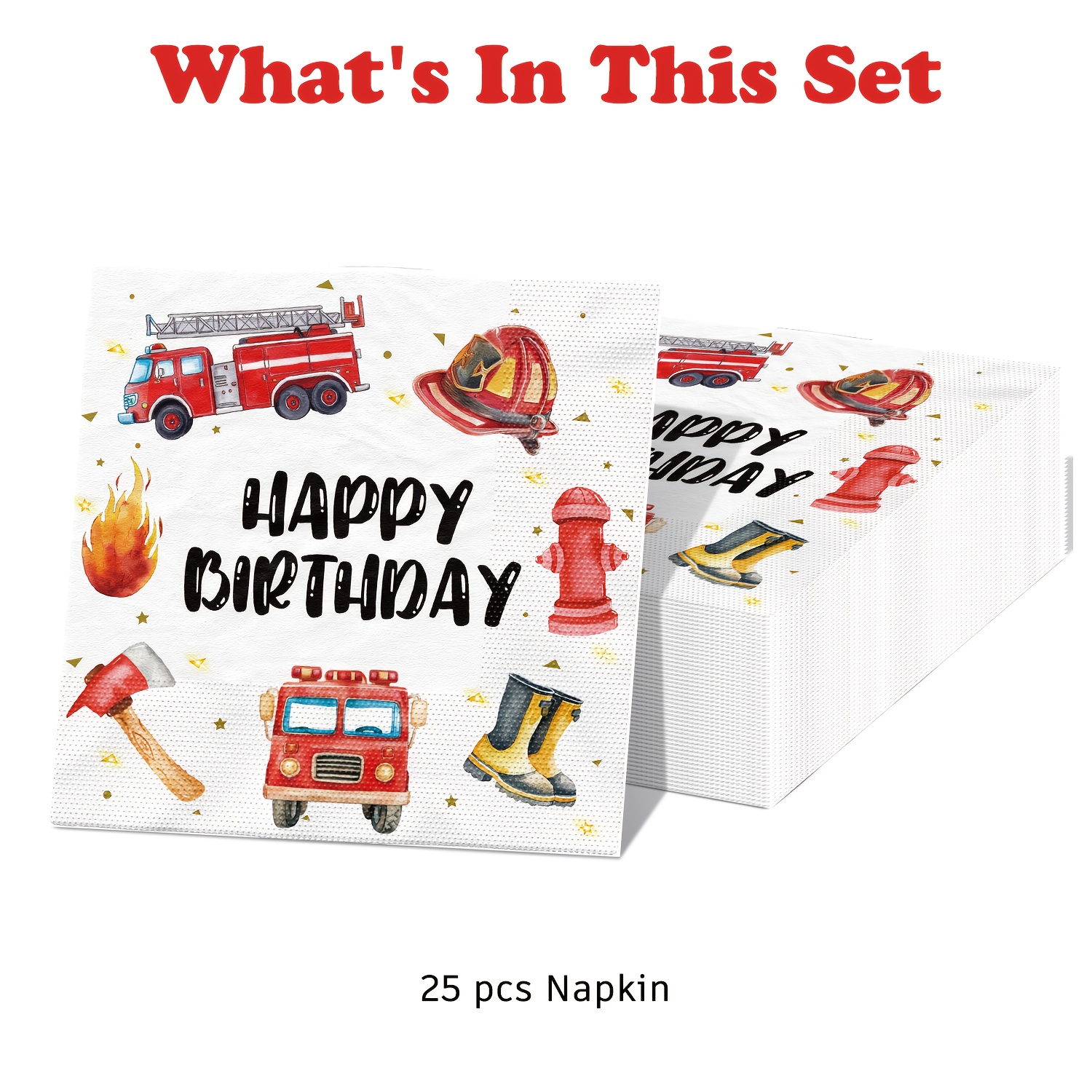 E-shop 25 Stück, Feuerwehrauto-Geburtstagsfeier-Dekoration, Feuerwehrauto-Party-Servietten, Feuerwehrmann-Geburtstagsdekoration,