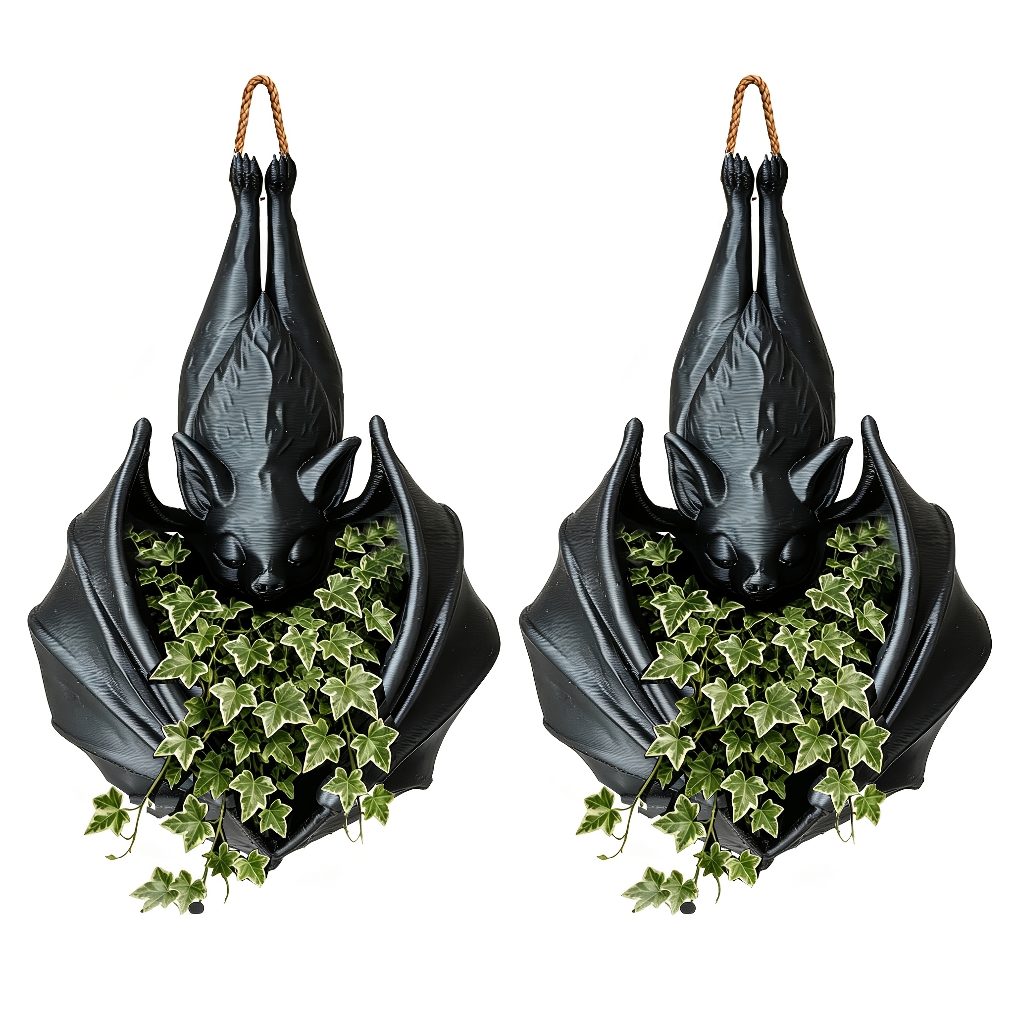 TEMU Cute Hanging Bat Flower Pot, Gothic Bat Planter, Wall Hanging Succulent Planter For Climbing Vines, Indoor Outdoor Porch Garden Decor, Halloween