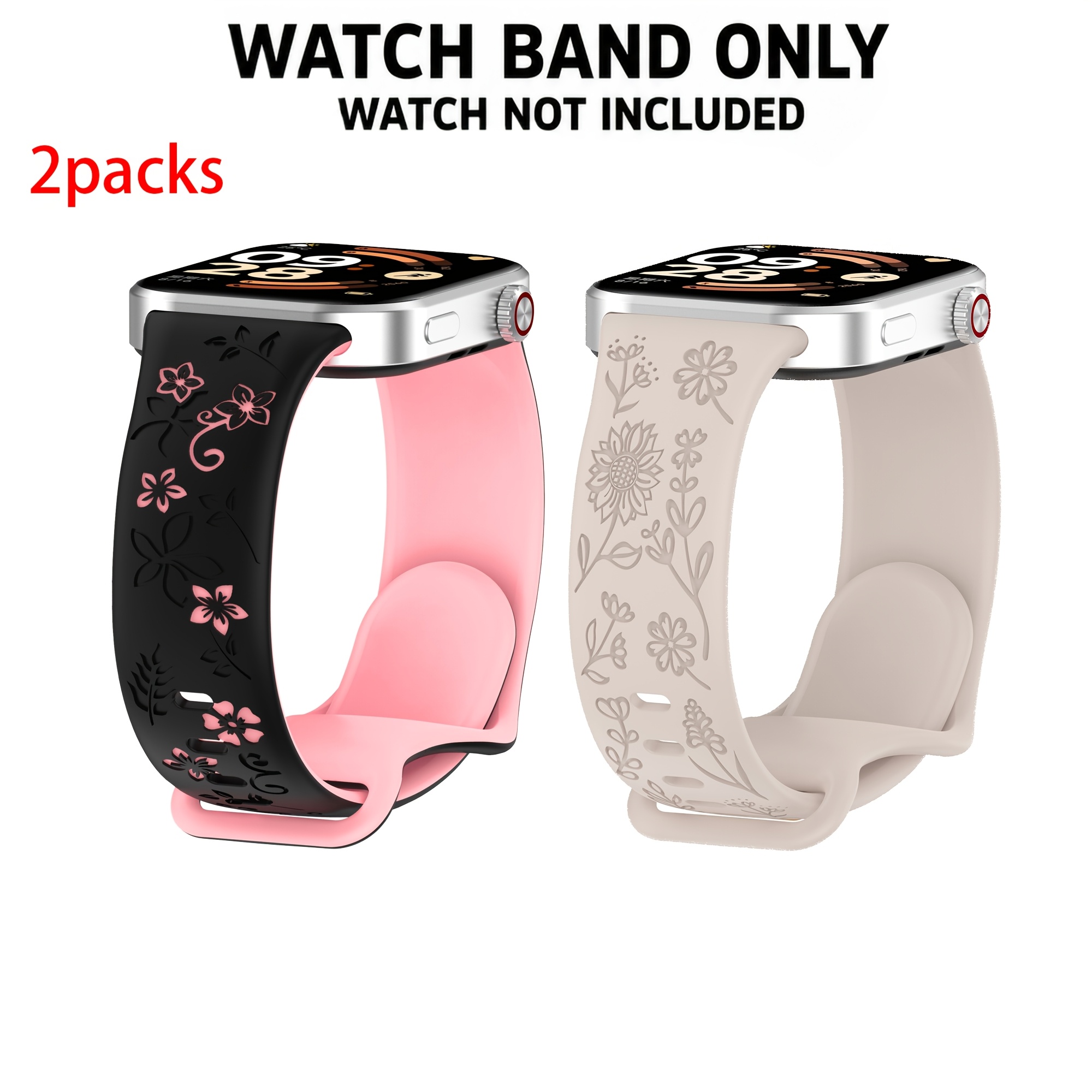 TEMU 2pcs Multifunctional Watch Strap, Featuring A Unique And Exquisite Dual- Of Sunflowers And Bauhinia Flowers, Suitable For Xiaomi 10 Pro/9 Pro/8
