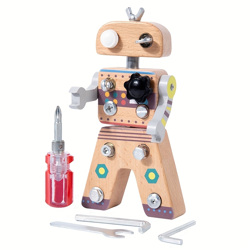 Wooden Screw Robot Assembly Toy for Kids