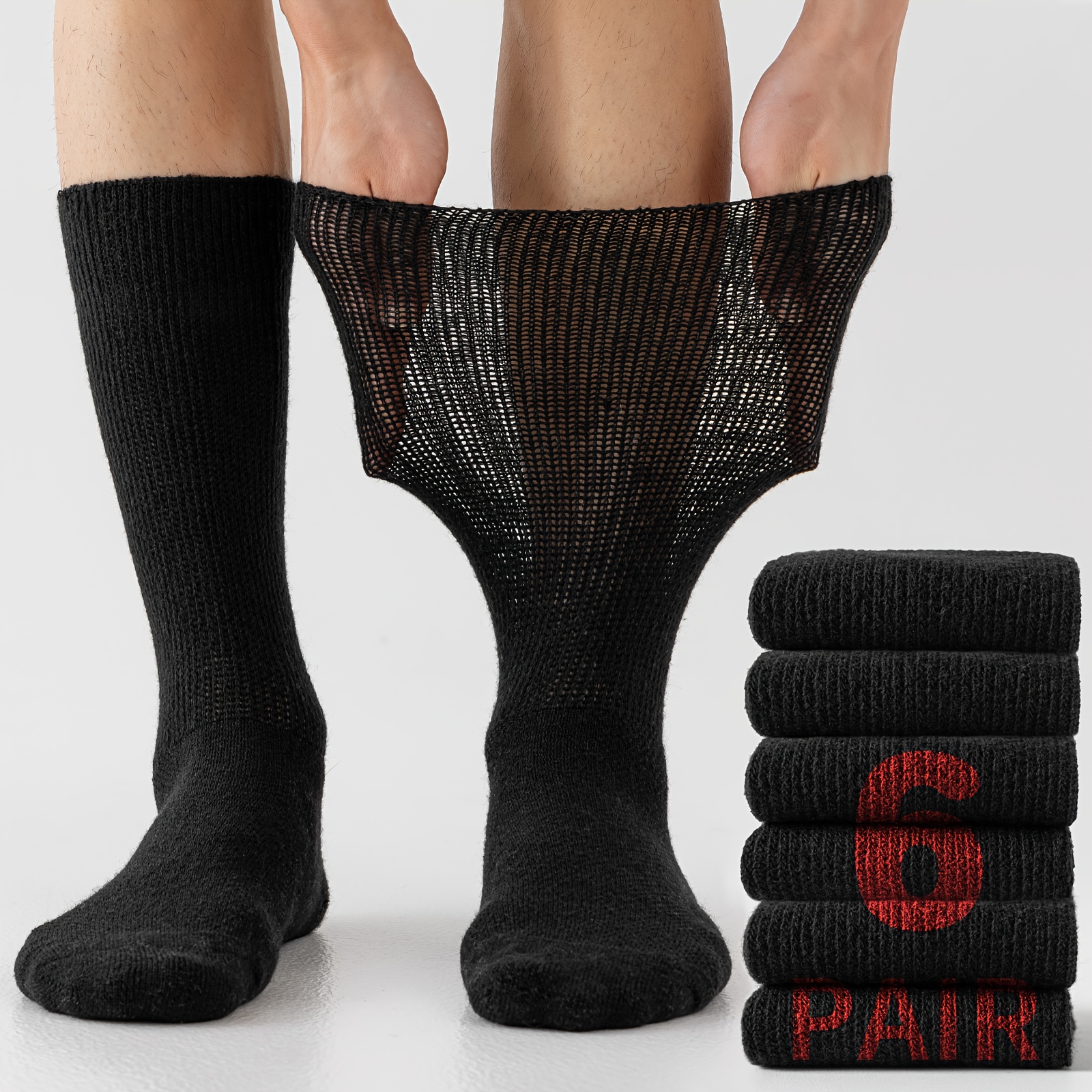 E-shop 6 Paar Merino-Wollsocken für Damen Herren – Dick, warm, locker sitzend, nicht einschnürend, breite Füße, weich atmungsaktiv
