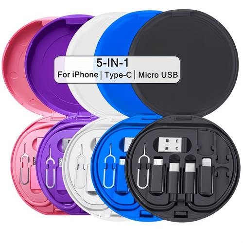 5 in 1 multi functional fast charging kit compact multi functional storage box supports data transmission and memory card reading and writing compatible with iphone tablets usb to lightning male and female adapter usb charging 60w output