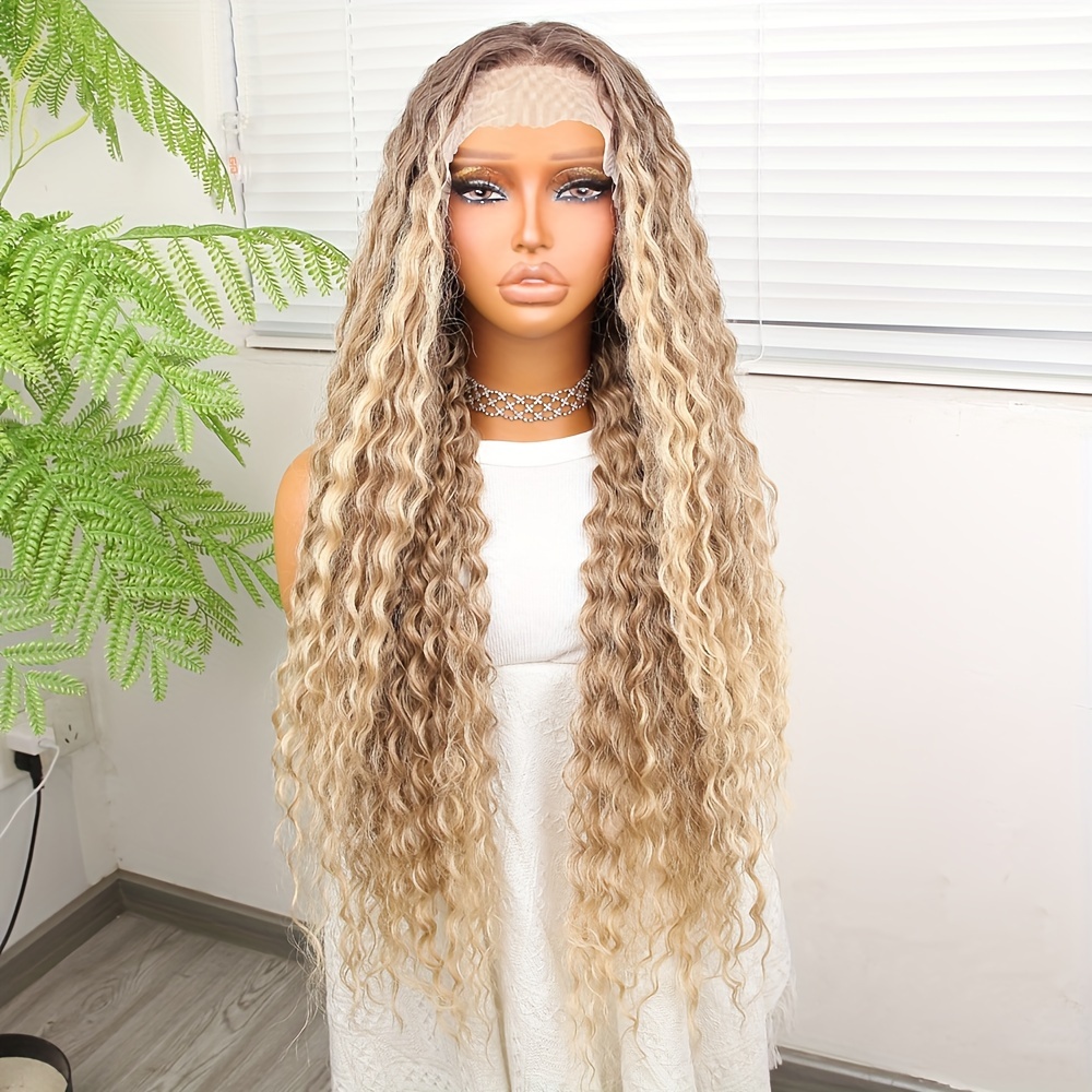 Image of Halloween Costume Wig Synthetic Heat Resistant T-part Lace Wigs 13*4.5*1 Extra Long Small Wave Hair 22inch Daily Used High Quality For Women Good Quality Synthetic Carnival Music Festival Mother's Day