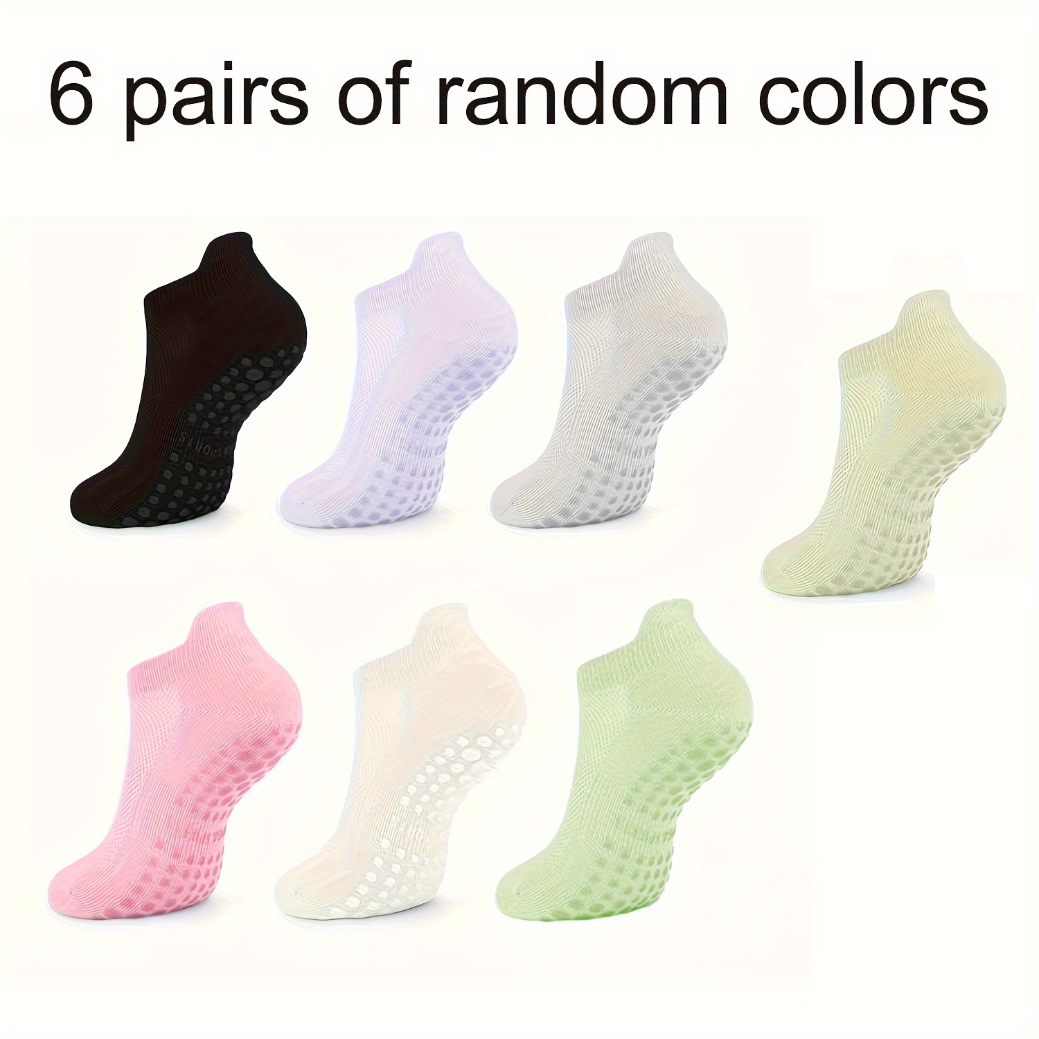6 Pairs Pilates Socks For Yoga Grip Socks For Women - Non-slip Workout Socks With , Design For Yoga, Barre, Hospital Work & Barefoot Training For Yoga Socks, Ideal Gift For Fitness Random Colors