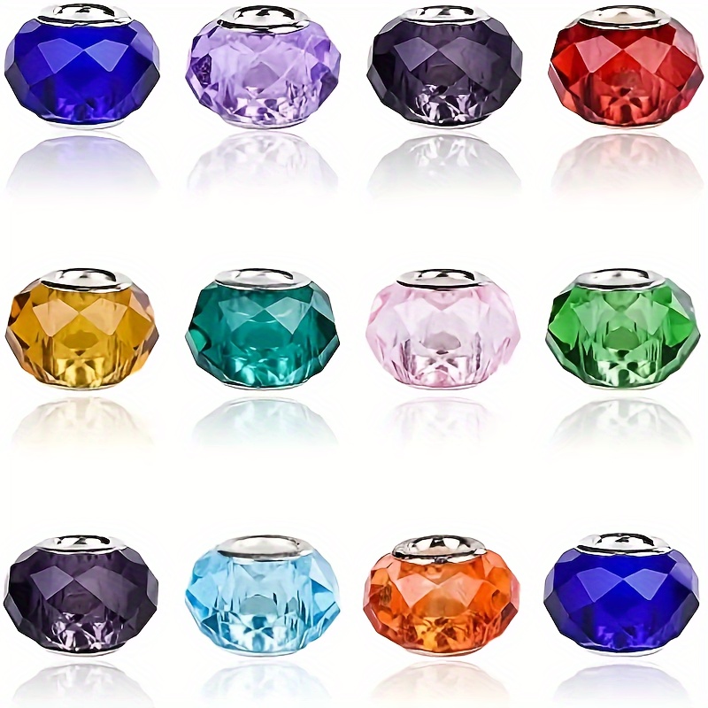 

50/100pcs Multicolor Faceted Resin Beads With Copper Core, Craft Diy Spacer Bead, Large Hole Cut Glass Charms For Bracelets & Necklaces, Jewelry Making