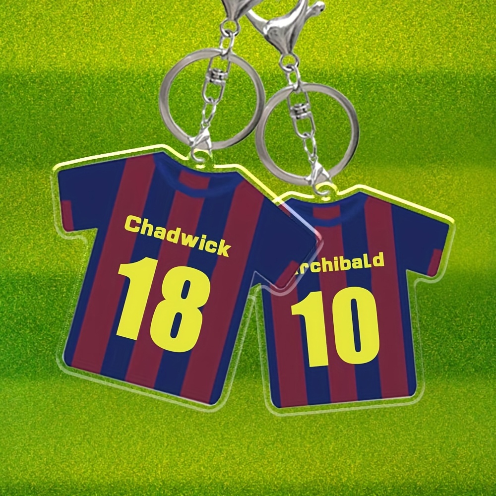 E-shop [Benutzerdefiniertes Produkt] . Personalisierter Namens- und Nummern-Trikot-Schlüsselanhänger, Fußball-Fan-Schlüsselanhänger für Damen,