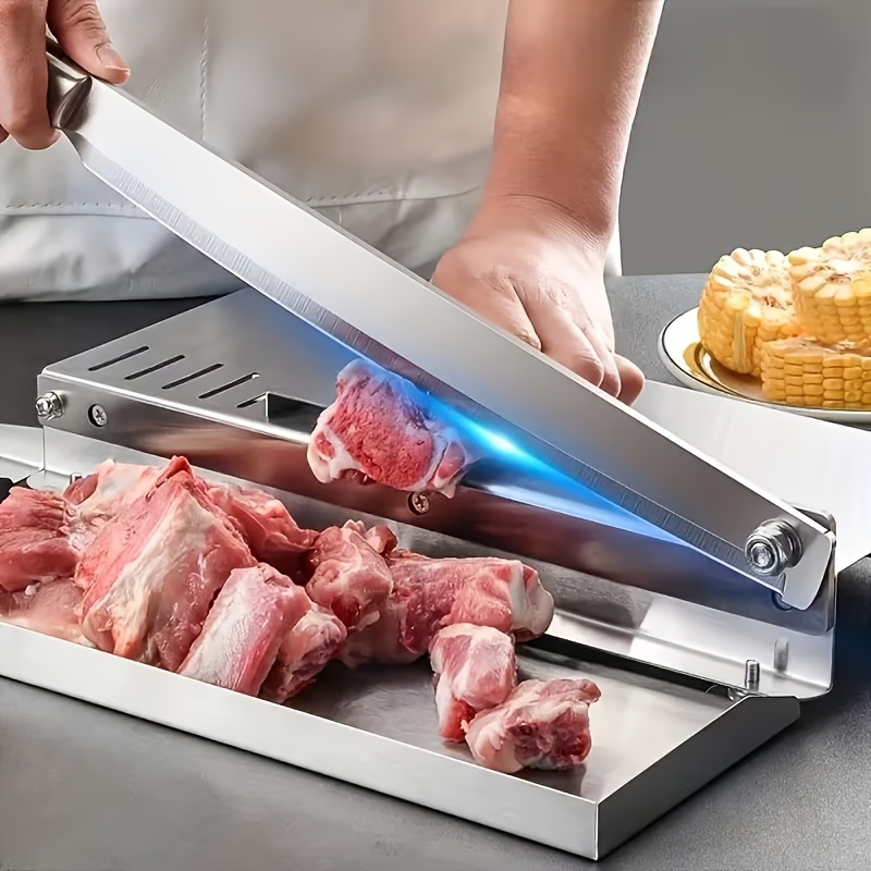 heavy duty stainless steel manual meat slicer bone cutter suitable for   beef vegetables   heavy duty rectangular easy clean for kitchen commercial use suitable for   meat slicing and bone