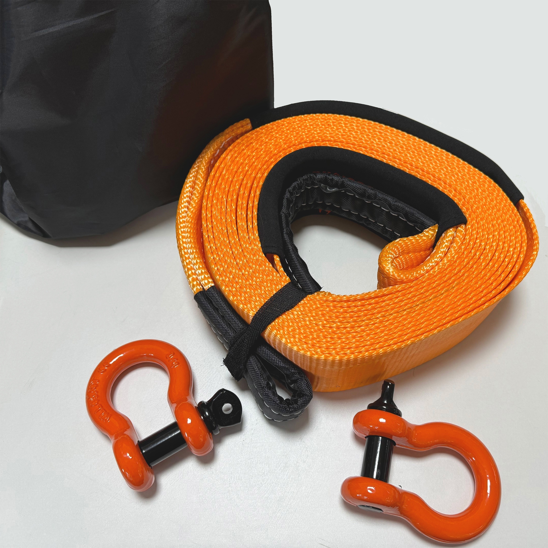 Nylon Heavy Duty Tow Strap Recovery Strap With Hooks 3 X 30Ft - 32, 000  LBS Break Strength, 3/4 D Ring Shackles (2pcs), Recover Your Vehicle Stuck  In