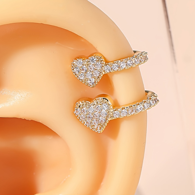 Heart Shaped Copper Ear Clip with Zirconia Inlay