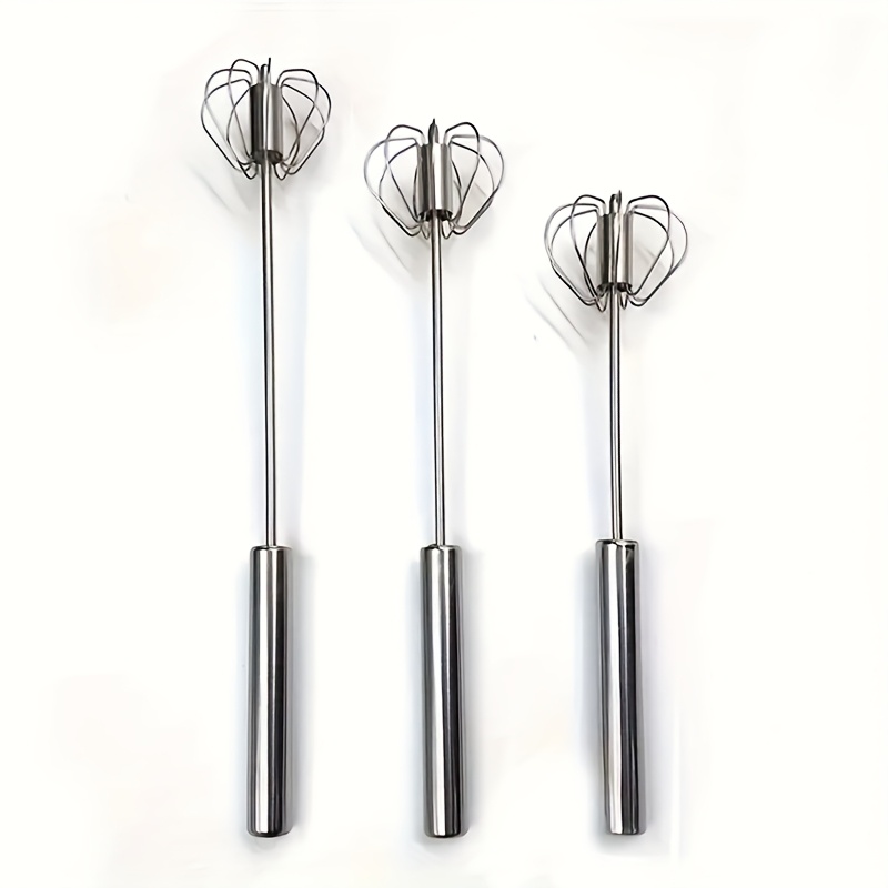 Batidor de huevos semiautomático 1/3, batidor de huevos manual de acero inoxidable, mezclador de crema autorrrotatorio, gadget de cocina, herramienta para huevos