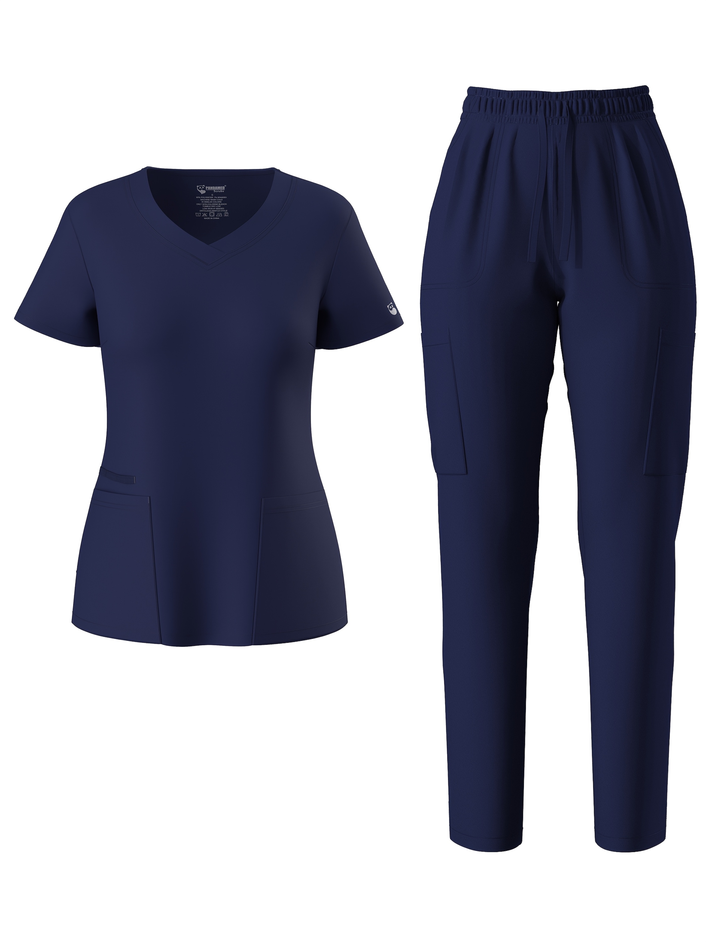 Stretch Women Nursing Scrubs Set -V Neck Classic Scrubs Uniforms Top Skinny Pants, Women's Clothings.