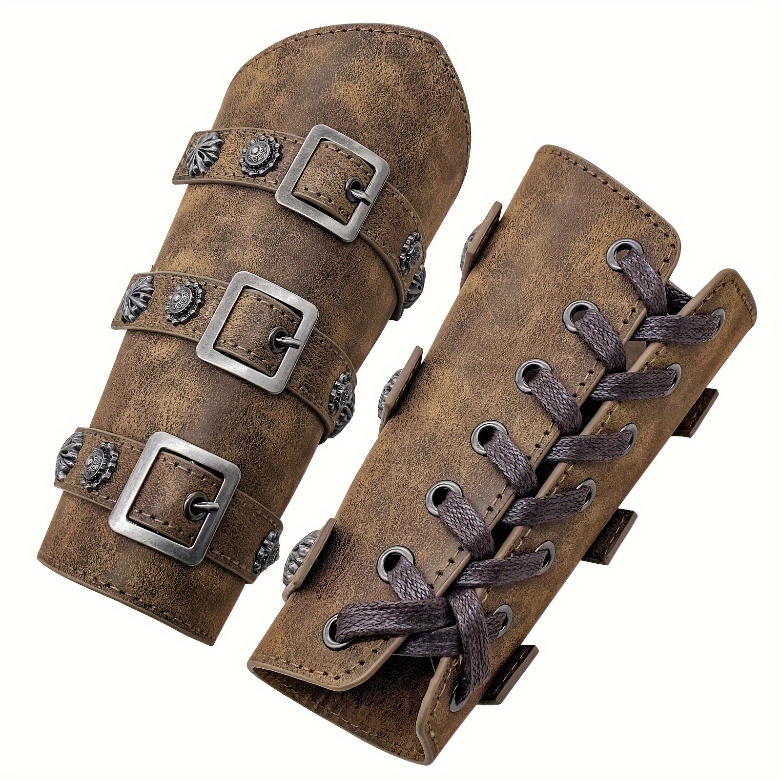 Medieval Knight & Pirate Arm Bracers Adjustable Faux Leather Armor