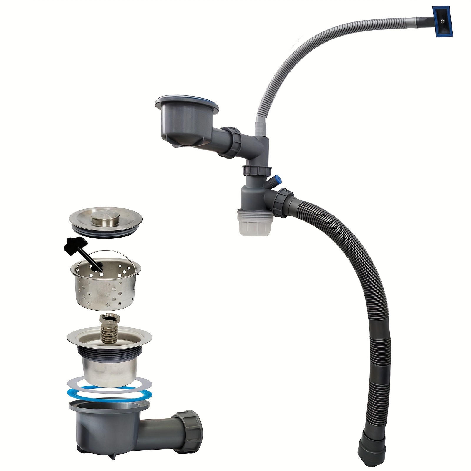 Space- Wall-mounted Single-basin Kitchen Sink With , Made Of Sus304 Stainless Steel. Features A Gourd, Overflow Pipe, And A Full Set Of Universal Stainless Steel Side-mounted Drainpipe Accessories