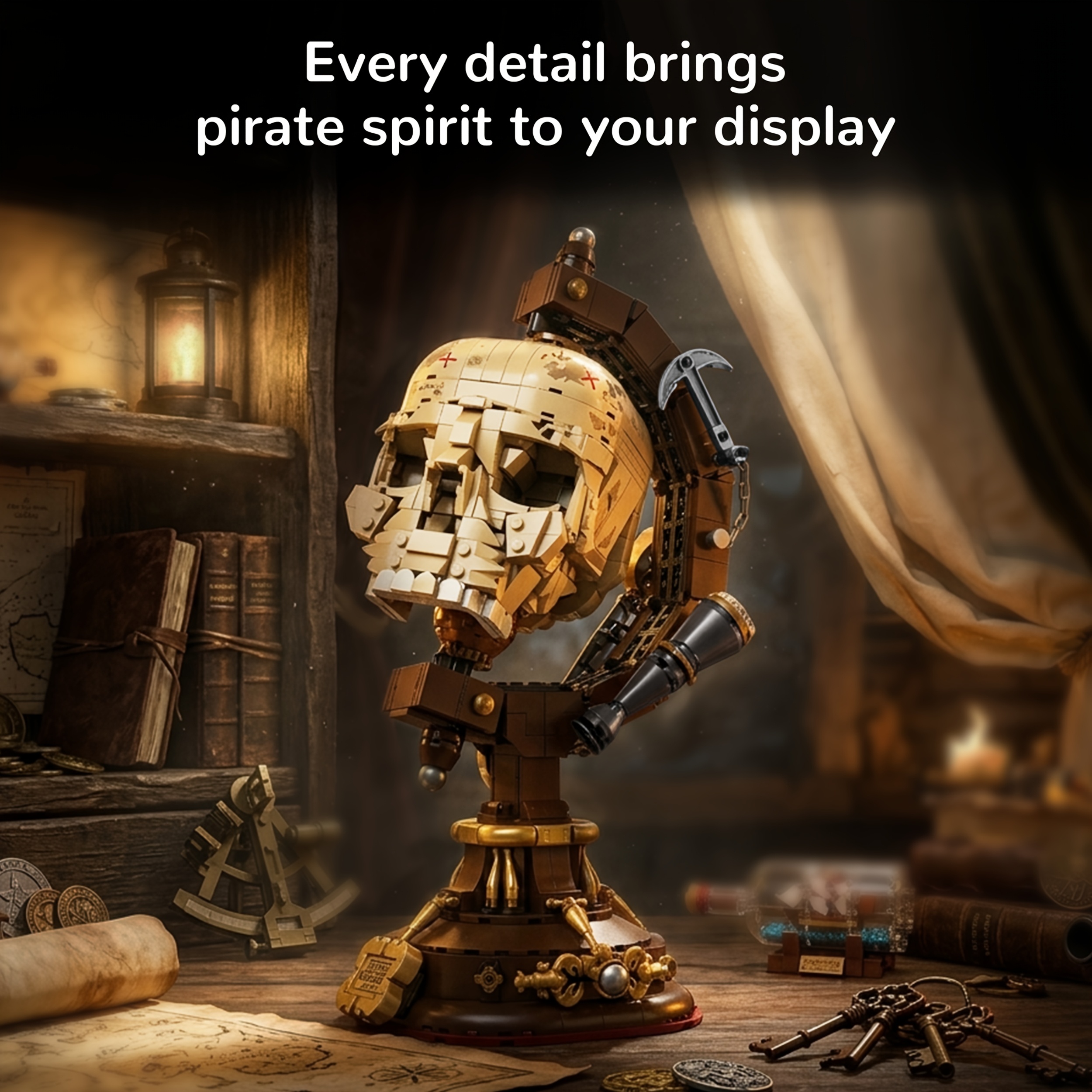 Pirate Skull Building Block Model with Rotatable Features
