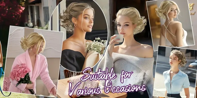10 wavy clip in ponytail hair extension for women synthetic blonde drawstring hairpiece curly style comb attachment for daily wear details 0