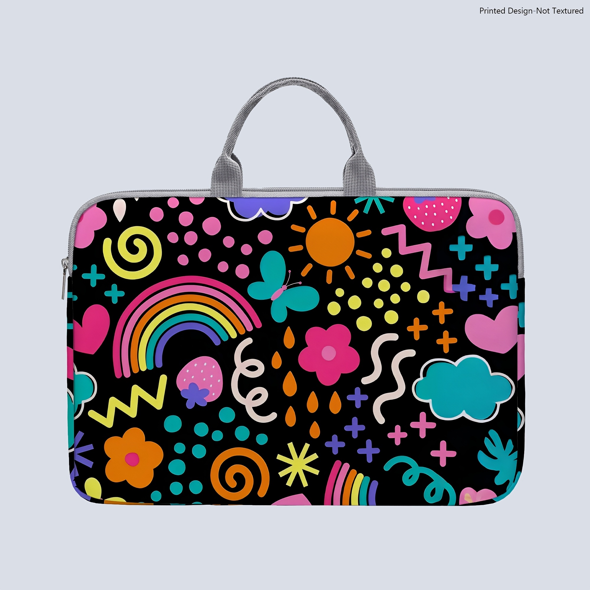 TEMU [printed Design-not Textured] 1 Colorful Graffiti-print Laptop Bag, Printed Laptop Bag For , Briefcase-style Fabric Bag, Fits 14-inch Laptops,