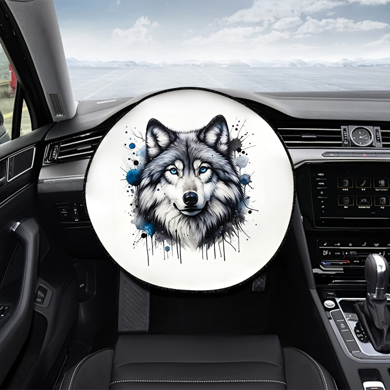 E-shop Lenkradbezug mit Wolfkopf-Muster, cooles individuelles Design, Sonnenschutz und Wärmeisolierung, verbessert den , geeignet für trendige