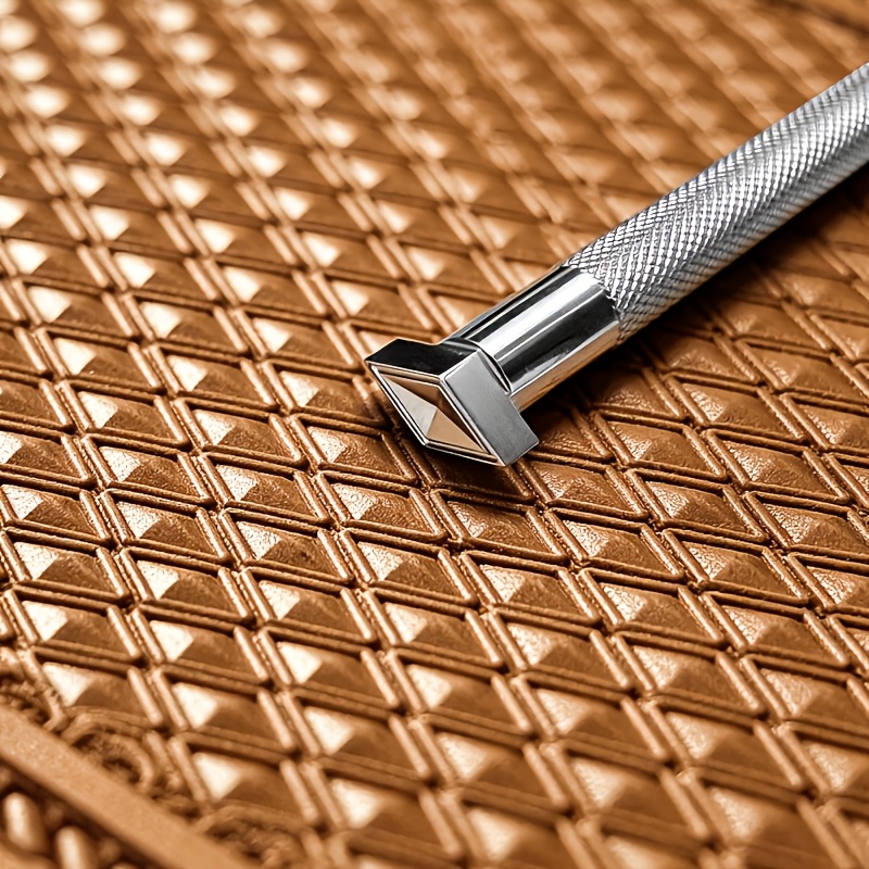 TEMU 1pc Leather Stamping Tool, Alloy Leather Embossing Stamp For Leathercraft Carving, Leather Punching Decoration Tool