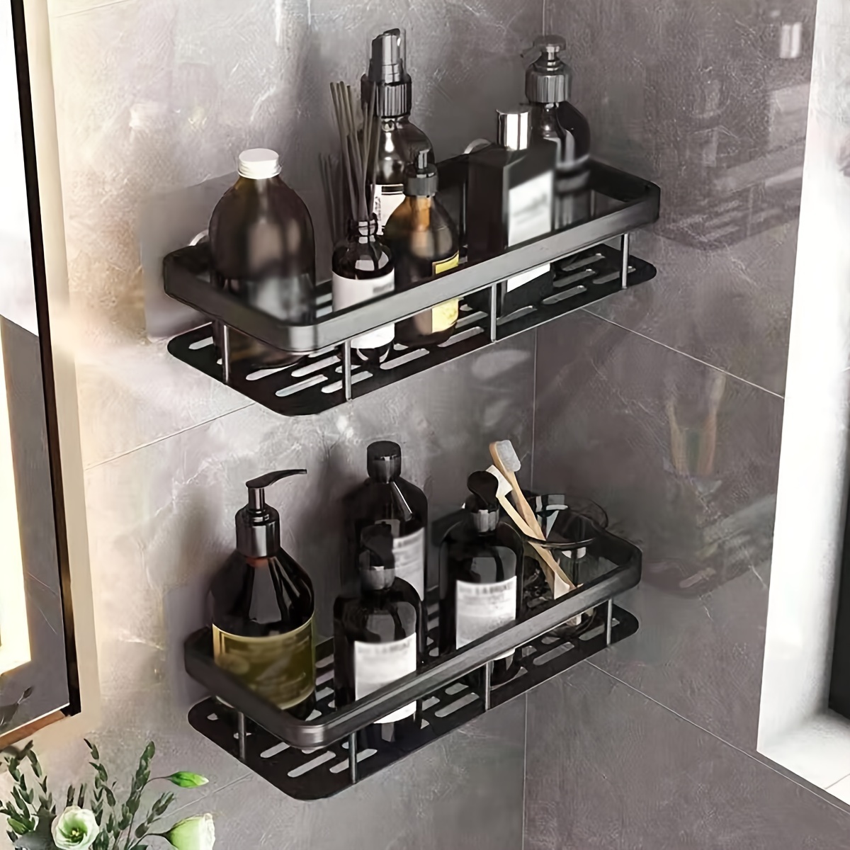 

1pc Stainless Steel Hanging Shelf For Bathroom, Wall-mounted No-drilling Shower Caddy Organizer