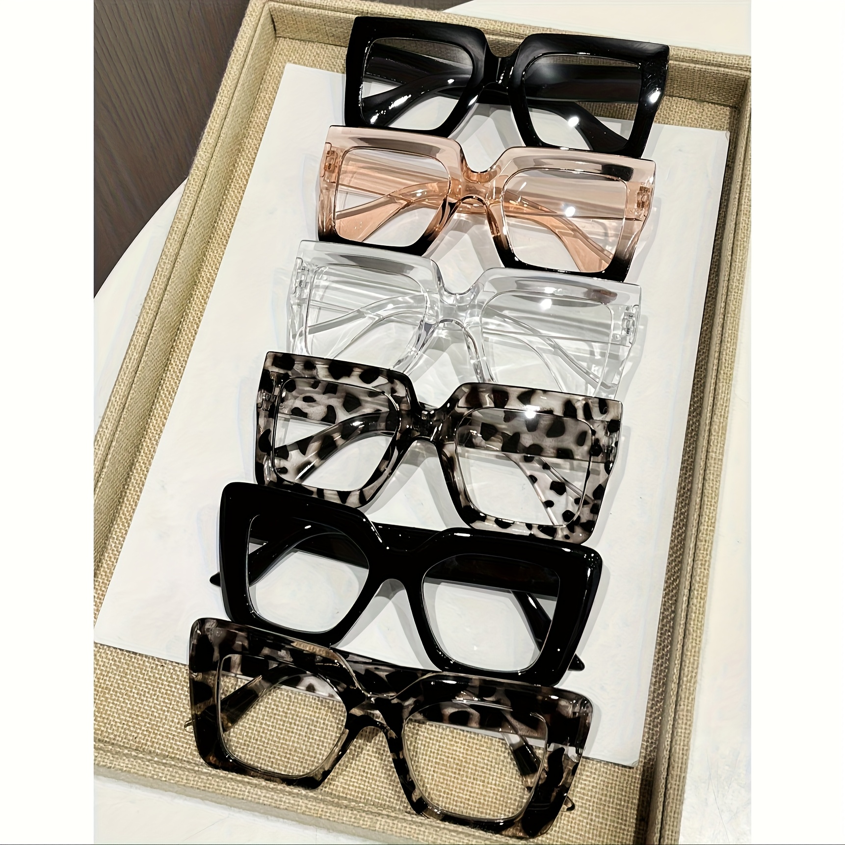 6pcs gafas cuadradas plástico mujer monturas completa estilo