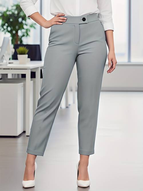 fashionable womens casual solid color versatile elegant straight leg pants