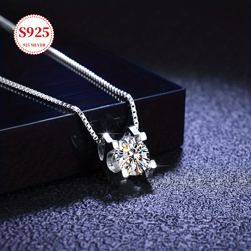 TEMU 925 Moissanite Pendant Necklace Luxury Neck Jewelry Decoration