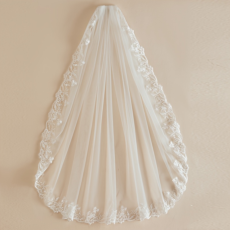 TEMU de mariée simple en dentelle de laiton, court, jusqu'à la taille, avec bordure en dentelle, pour la mariée, le certificat de fiançailles, la