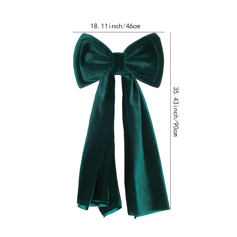 TEMU Large Emerald , Soft And Fashionable, Suitable For Autumn Winter And Christmas, Accessory | Elegant Hair Bow | Luxurious Texture, Essential For