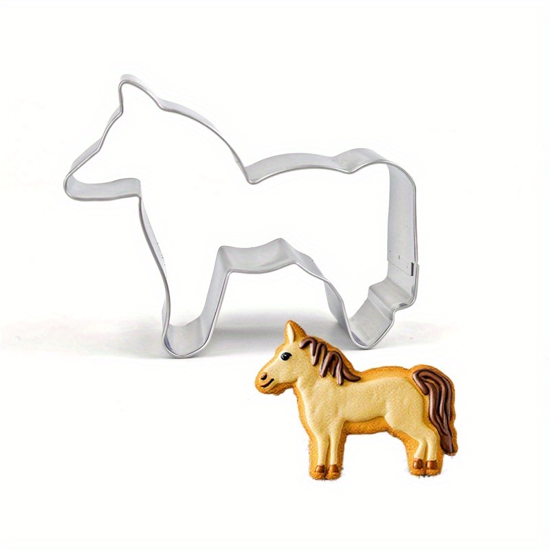 1pc Pony-shaped Cookie Cutter, Stainless Steel Material - Diy Baking Mold, Suitable For Daily And Holiday Animal , Durable And